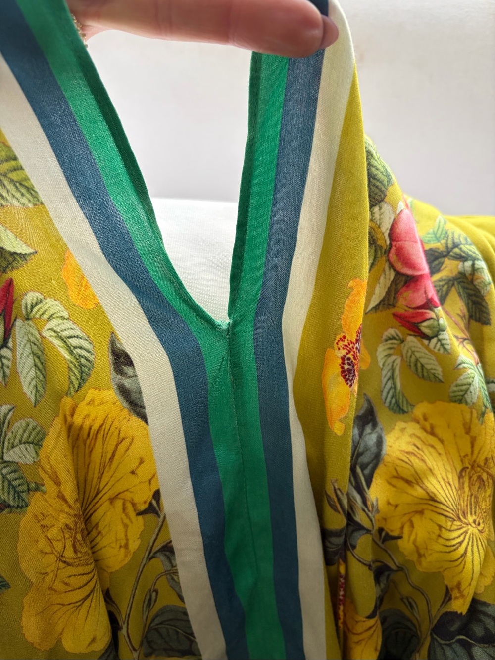 GORGEOUS NWT Aratta Bright Floral Green Maxi Dress with Pom Trim - Picture 4 of 4